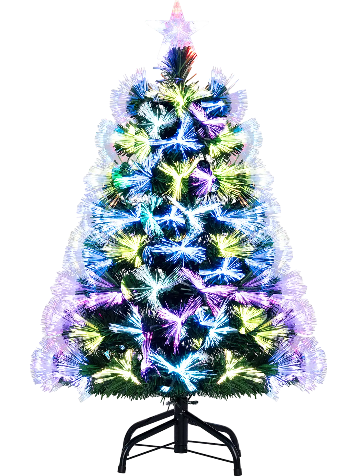 Costway 3' Fiber Optic Christmas Tree w/ 93 Branch Tips & Topper Star 52235390 New