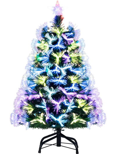 Costway 3' Fiber Optic Christmas Tree w/ 93 Branch Tips & Topper Star 52235390 New