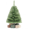 3 FT Mini Tabletop Christmas Tree with 113 Green PVC Branch Tips, shown with wrapped gifts for festive small spaces.