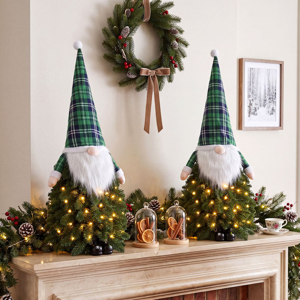 3 FT Pre-Lit Mini Tabletop Artificial Christmas Tree with 20 Warm White LED Lights and 8 Modes-2 Pieces - Gallery View 1 of 7