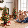 Set of 2 pre-lit 3 FT Christmas trees with PE branch tips, featuring 50 LED lights for festive charm in small spaces.