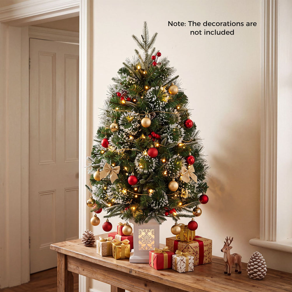 3 FT Pre-Lit Potted Christmas Tree Set of 1 with 80 Warm White LED Lights and 8 Modes - Gallery View 1 of 10
