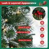 3 FT pre-lit potted Christmas tree features 129 branch tips, 80 warm white LED lights, and clusters of red berries for festive decor.