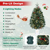 3 FT pre-lit potted Christmas tree with 80 warm white LED lights and 8 lighting modes, perfect for festive decor.