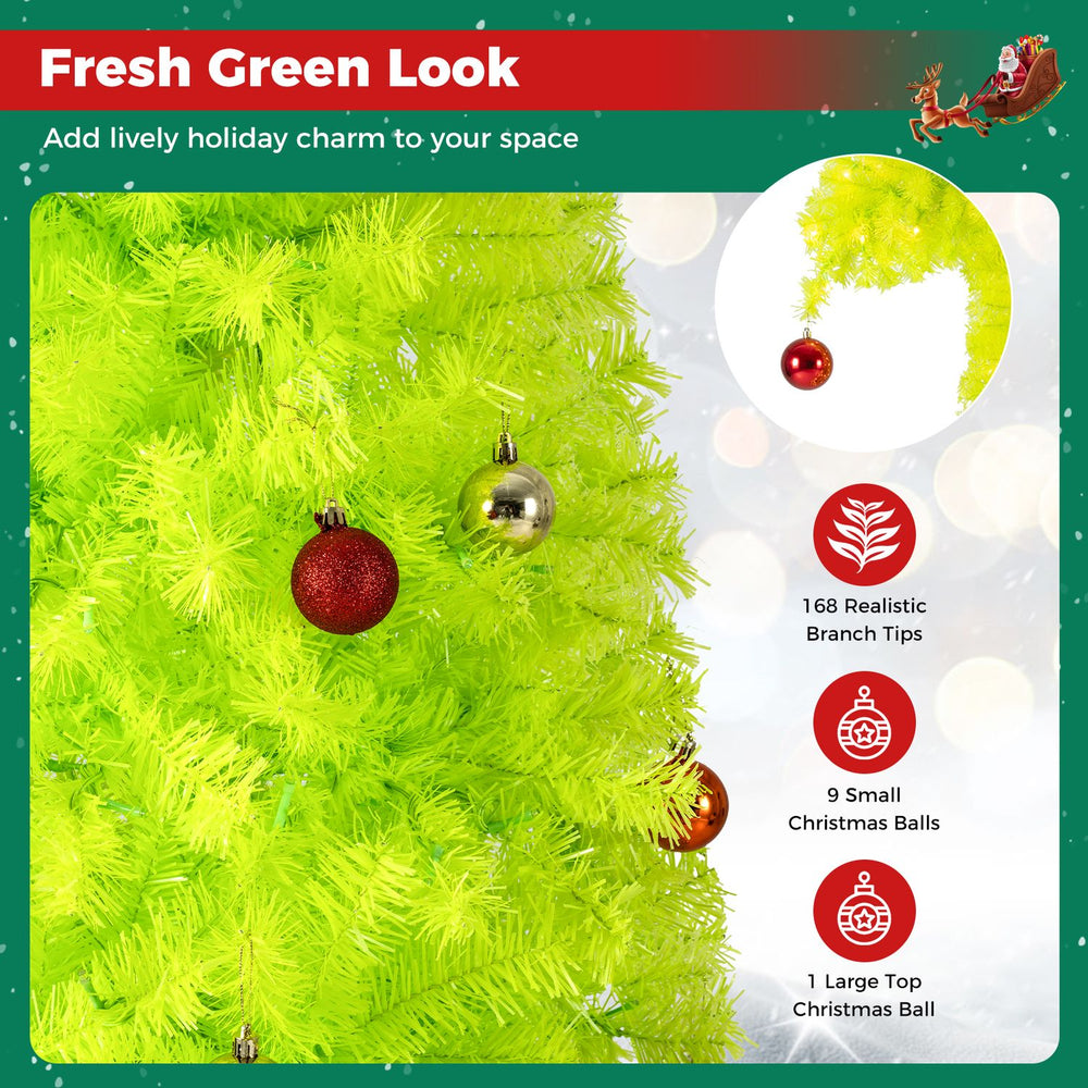 Vibrant 3 FT pre-lit Christmas tree with 168 branch tips and 4 lighted gift boxes for festive holiday decor.