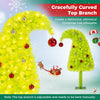 Curved-top 3 FT pre-lit Christmas tree in neon chartreuse with 4 lighted gift boxes for festive holiday decor.