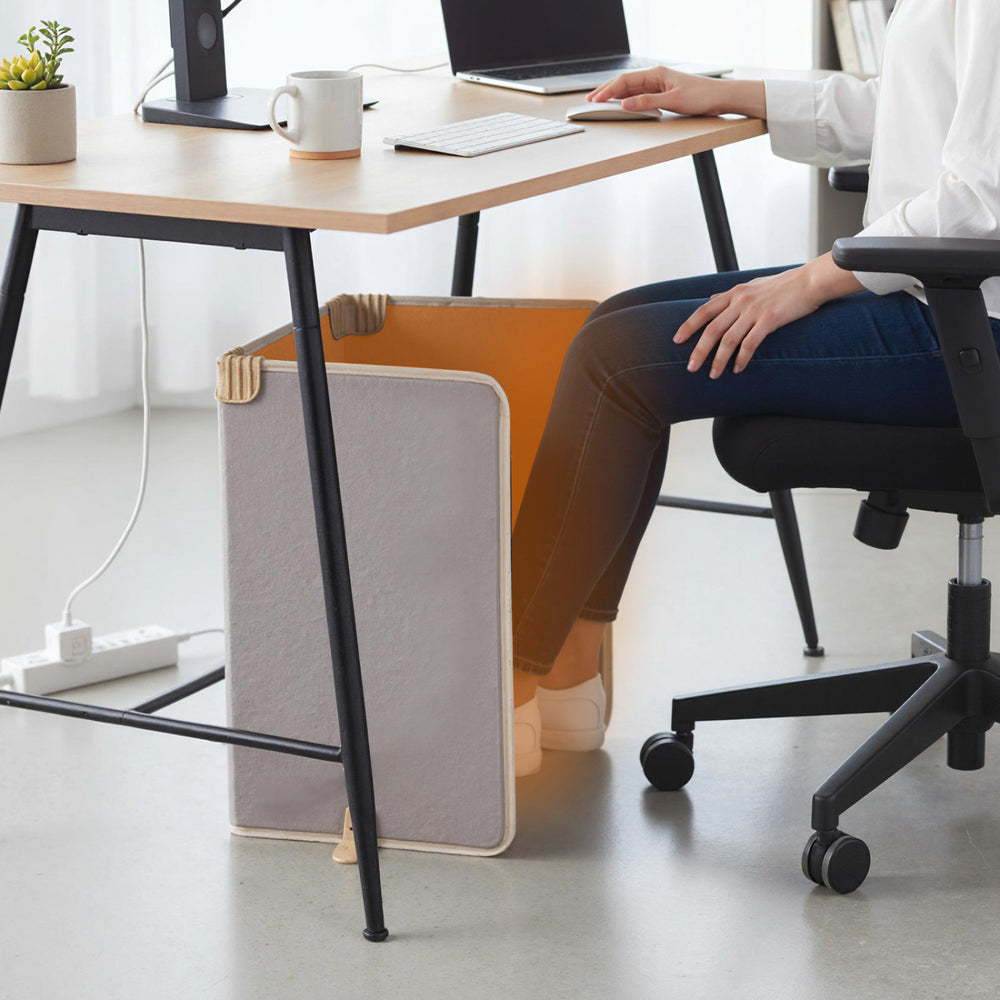 3-Fold Under Desk Space Heater with 3-Level Thermostat 4H Timer and Tip-Over Protection-Beige - Gallery View 1 of 12