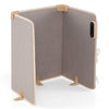 Beige 3-fold under desk space heater with compact design and removable clips, perfect for efficient warmth and easy storage.