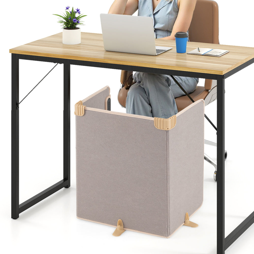 Beige 3-fold under desk space heater with adjustable heat levels and tip-over protection for safe, efficient warmth.