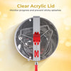 Clear acrylic lid of the 3 frame manual honey extractor allows monitoring progress and prevents sticky splashes.