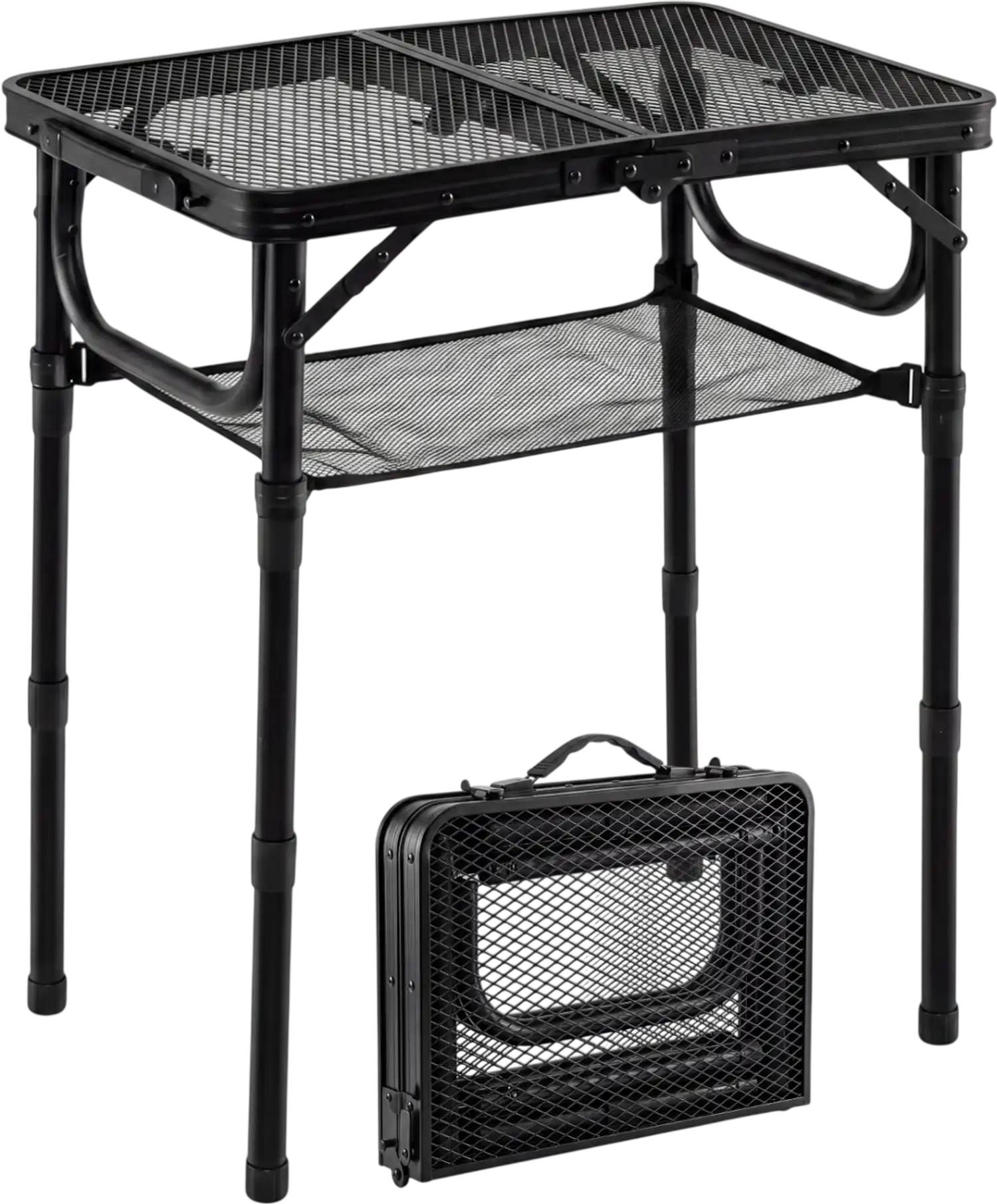 Costway 3-Height Folding Picnic Camping Table w/ Storage Net Handle 53450715 New