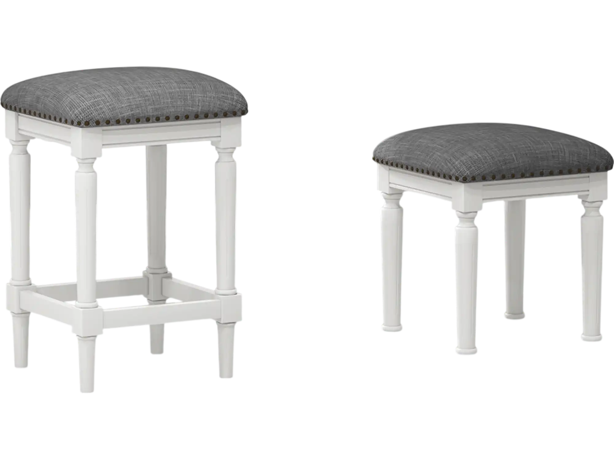 Costway Set of 2 Square Saddle Bar Stools w/ Footrests Padded Gray Seats 58319476 New