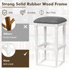 Gray padded seat bar stool set of 2 with solid rubber wood frame and footrests, perfect for kitchen or dining use.
