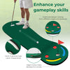 Golf putting green set featuring multi-hole design, anti-skid backing, and training aid for indoor or outdoor use.