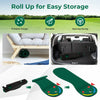 Golf putting green set featuring a foldable design, portable for indoor or outdoor use, with anti-skid backing.