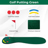 Golf putting green set featuring a training aid cup, colored flag, and premium material for indoor or outdoor practice.