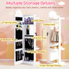 Freestanding kids jewelry cabinet with full-length mirror, 27 earring slots, and adjustable LED lighting for organized.