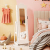 Kids jewelry cabinet with full-length mirror, 3 lighting modes, and 360° rotation for easy access and storage.
