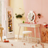 White 3-in-1 kids jewelry cabinet with lighted full-length mirror, featuring a crown design and ample storage for.