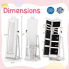 Kids jewelry cabinet with full-length mirror, 3 lighting modes, and extensive storage for jewelry, designed in white.