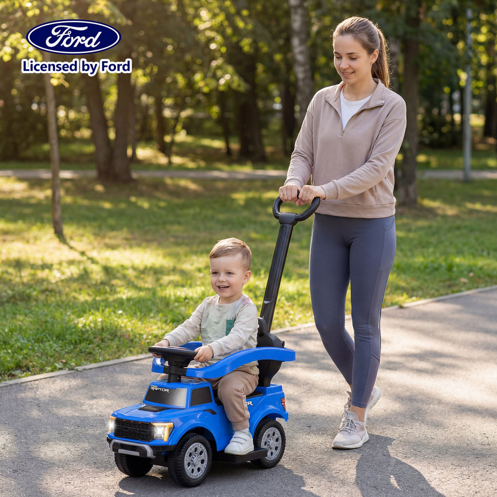 3-In-1 Licensed Ford Push Car for Toddlers-Blue - Gallery View 1 of 10