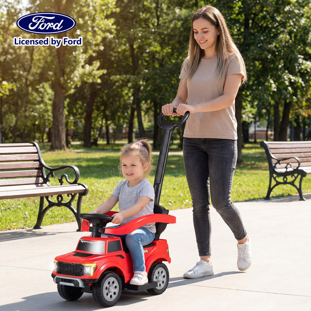 3-In-1 Licensed Ford Push Car for Toddlers-Red - Gallery View 1 of 10
