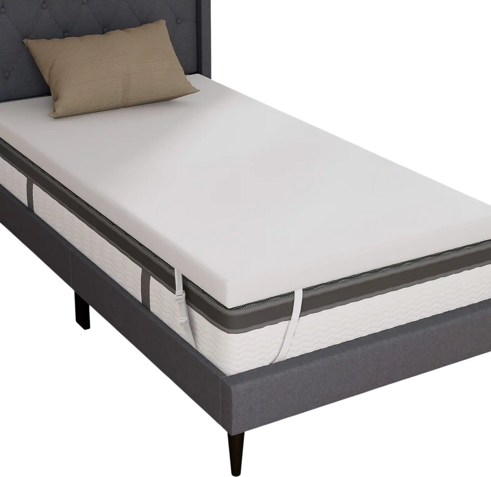 Twin size 3-inch gel-infused memory foam mattress topper with removable cover, ideal for pressure relief and comfort.