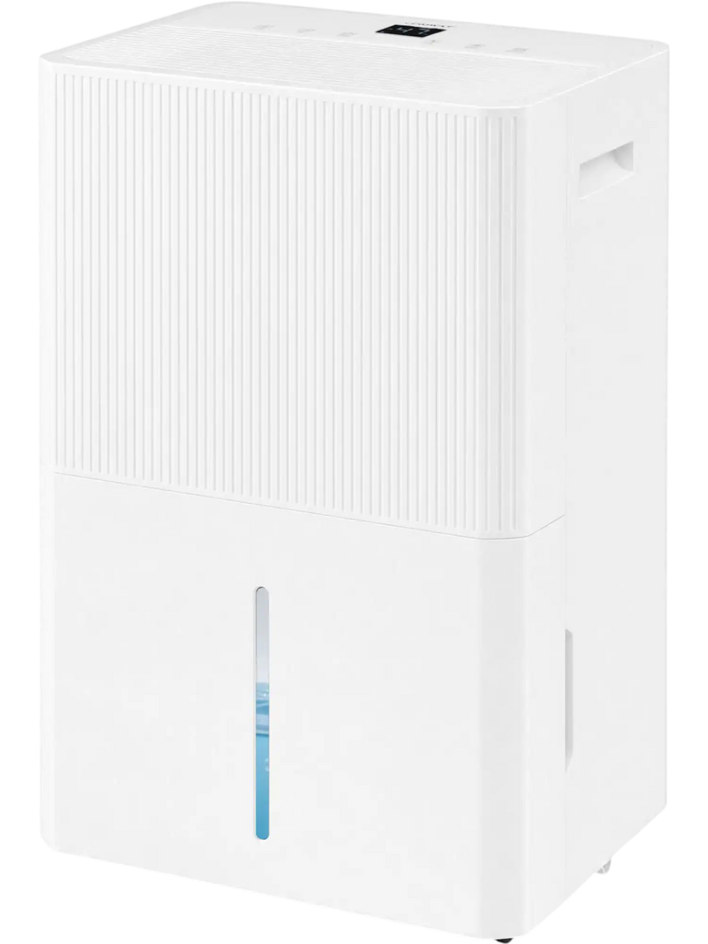 3 Modes Dehumidifier in white with LED display, designed for 6500 sq.ft homes, featuring manual drainage and low noise operation.
