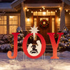 3 PCS JOY Nativity Christmas Yard Sign Set with Angels for Garden-Red - Gallery View 1 of 11