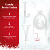 Installation instructions for the 3 PCS JOY Nativity Christmas Yard Sign Set with Angels using 4 ground stakes.