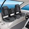 Three folding boat seats with high-density 28D sponge padding in black, designed for comfort and easy installation.