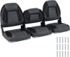 Three folding boat seats in black with 28D soft sponge padding, ergonomically designed for comfort and easy.