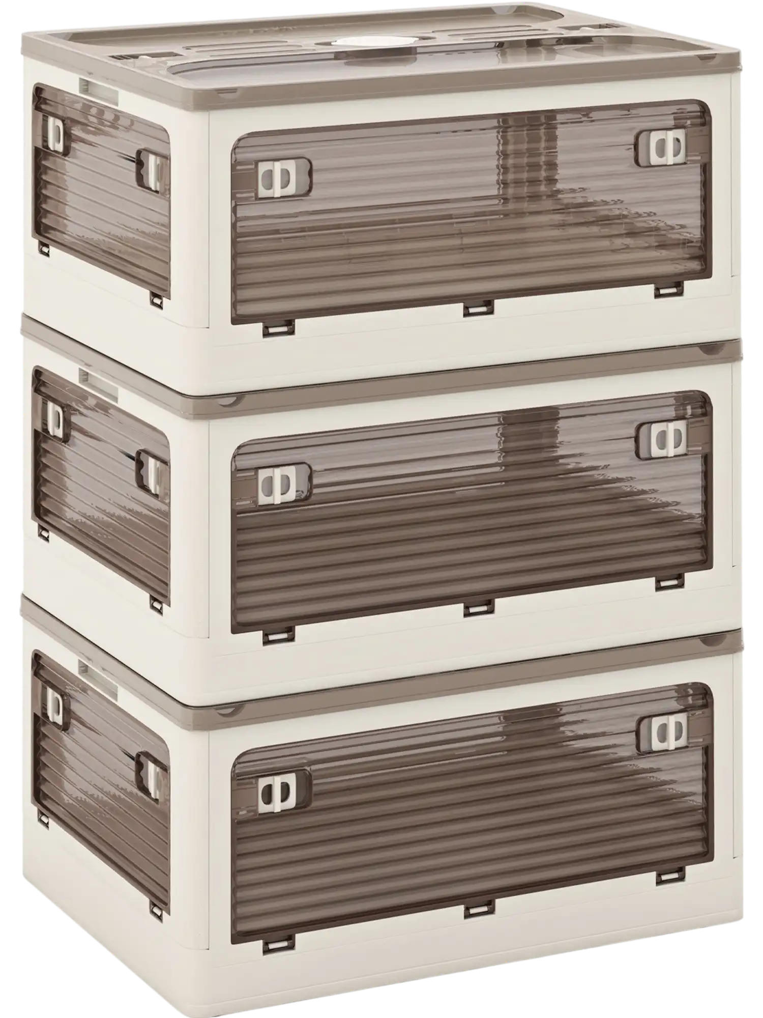 Costway 3-Pack Stackable Storage Bins with Lids 5 Opening Ways 49781625 New