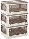 Stackable storage bins with lids, 8-gal capacity, 5 opening ways, ideal for organizing linen, snacks, and shoes.