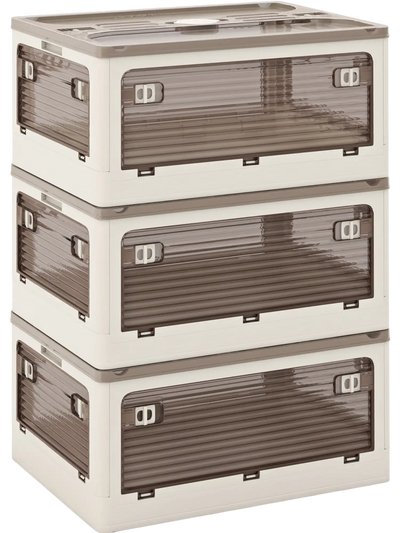 Costway 3-Pack Stackable Storage Bins w/ Lids 5 Opening Ways 49781625 New