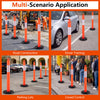 Traffic delineator post with fillable base, reflective collar for visibility, ideal for parking lots and construction.