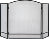 3-panel foldable fireplace screen in black wrought iron, designed to protect against sparks and embers for living room.