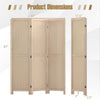 Three-panel folding room divider in beige, measuring 53" x 67", ideal for home, office, or restaurant use.