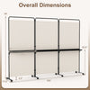 3-panel room divider with shelves, 6 ft tall, featuring a white fabric and black metal frame, ideal for privacy and.