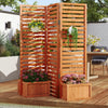 Freestanding 3-panel garden fence in solid wood with two self-draining planter boxes, ideal for privacy and plant.