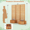 Freestanding 3-panel garden fence with two self-draining planter boxes, made of durable fir wood for outdoor use.
