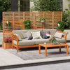 Freestanding garden fence with two planter boxes in fir wood, ideal for privacy and plant growth in outdoor spaces.