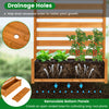 Freestanding 3-panel wood privacy screen with planter box, featuring drainage holes for healthy plant growth.