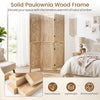 Three-panel wooden room divider with palm leaf design, lightweight paulownia frame, perfect for home privacy and decor.