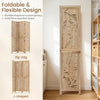 3-panel wooden room divider with palm leaf design, made of lightweight paulownia, ideal for creating privacy in any space.