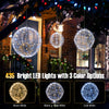 Large lighted Christmas balls with 435 LEDs in warm, cold, and mixed white, perfect for festive outdoor decoration.