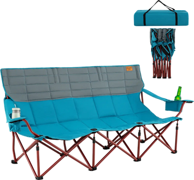 Costway 3-Person Folding Camping Chair w/ 2 Cup Holders Cotton Padding Storage Bag 46938125 New