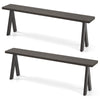 Set of 2 outdoor benches with a wood-like surface, 59 inches long, supporting 800 lbs for stable seating in various.