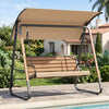 3-Person Porch Swing, Outdoor Swing with Adjustable Canopy-Beige - Gallery View 1 of 10