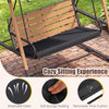 Three-person outdoor swing with adjustable canopy, removable cushion, and breathable fabric for comfortable lounging.